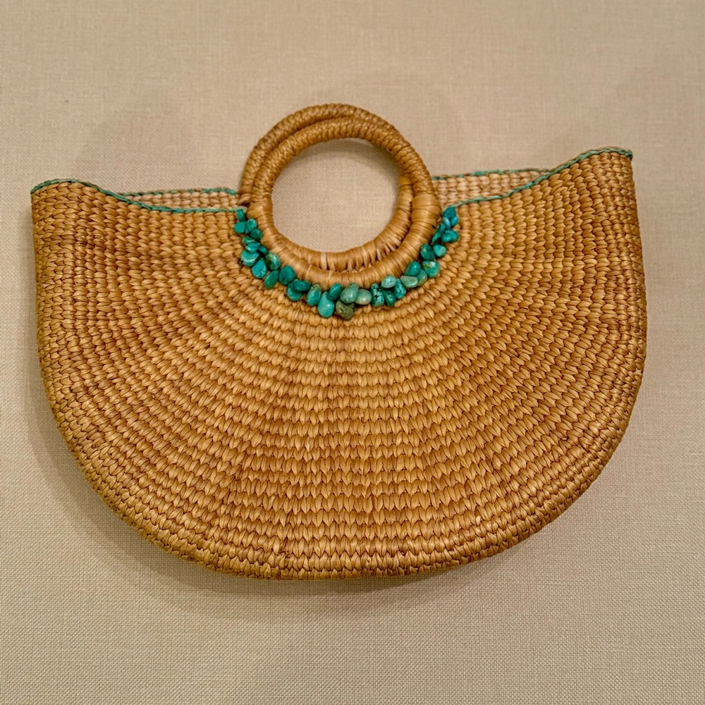 Tommy Bahama Woven Bag with Turquoise beads